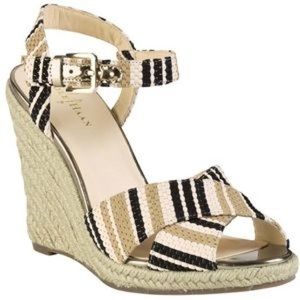 Cole Haan Hart Wedge Black striped Raffie shoes